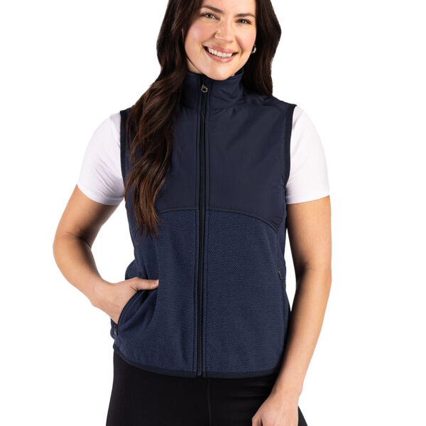 Cutter & Buck Hunts Point Recycled Fleece Womens Hybrid Full Zip Vest Thumbnail