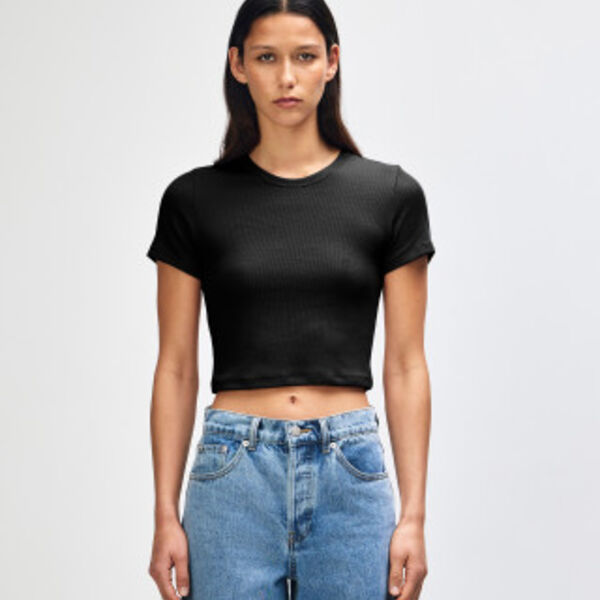 American Apparel Baby Rib Women's Crop Fitted T-Shirt Thumbnail