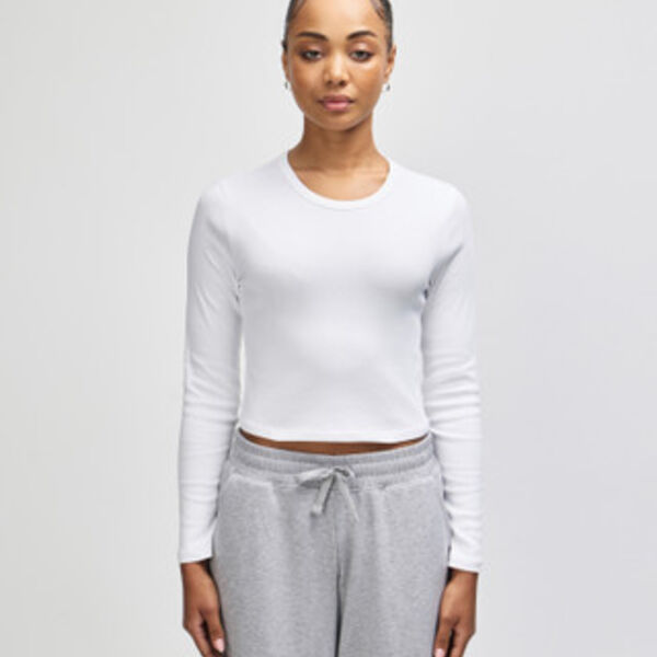 American Apparel Baby Rib Women's LS Crop Fitted T-Shirt Thumbnail