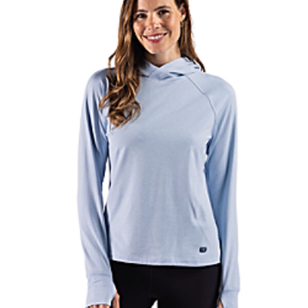 Cutter & Buck Adapt Recycled Soft Knit Stripe Womens Hooded Pullover Thumbnail