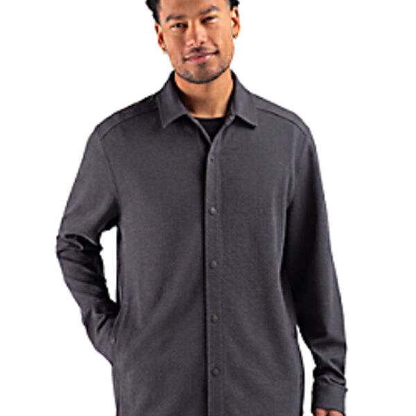 Cutter & Buck Drift Textured Knit Recycled Mens Shirt Jacket Thumbnail