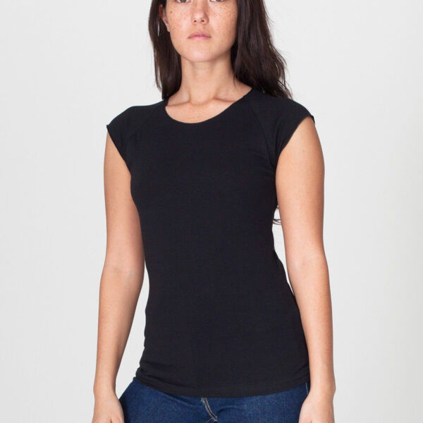 6377 Sheer Jersey Cap Sleeve Raglan T-Shirt Thumbnail
