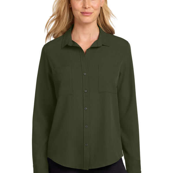 Women's Stretch Crepe Long Sleeve Camp Blouse CLOSEOUT Thumbnail
